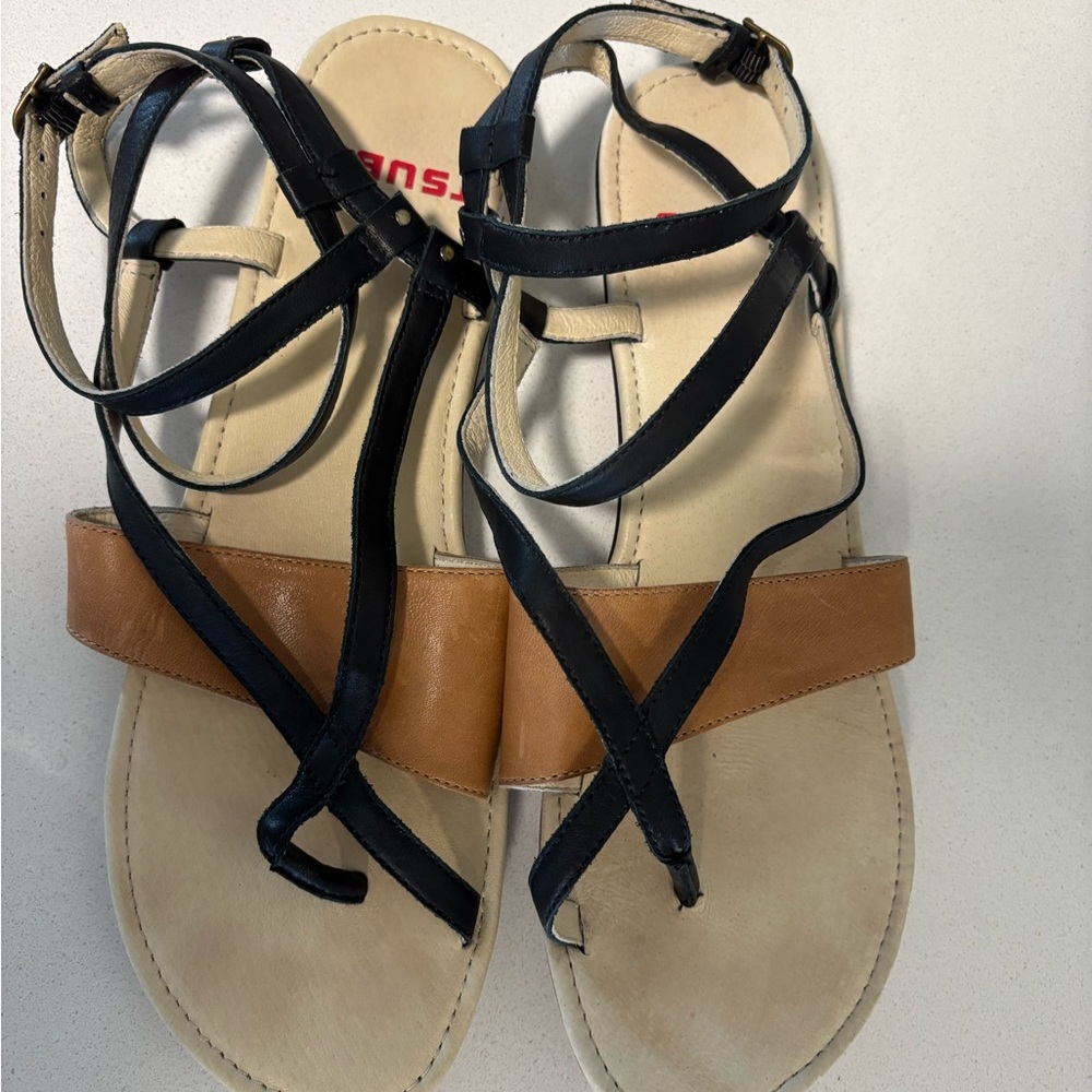 Strappy  Black and Tan Women's Sandals